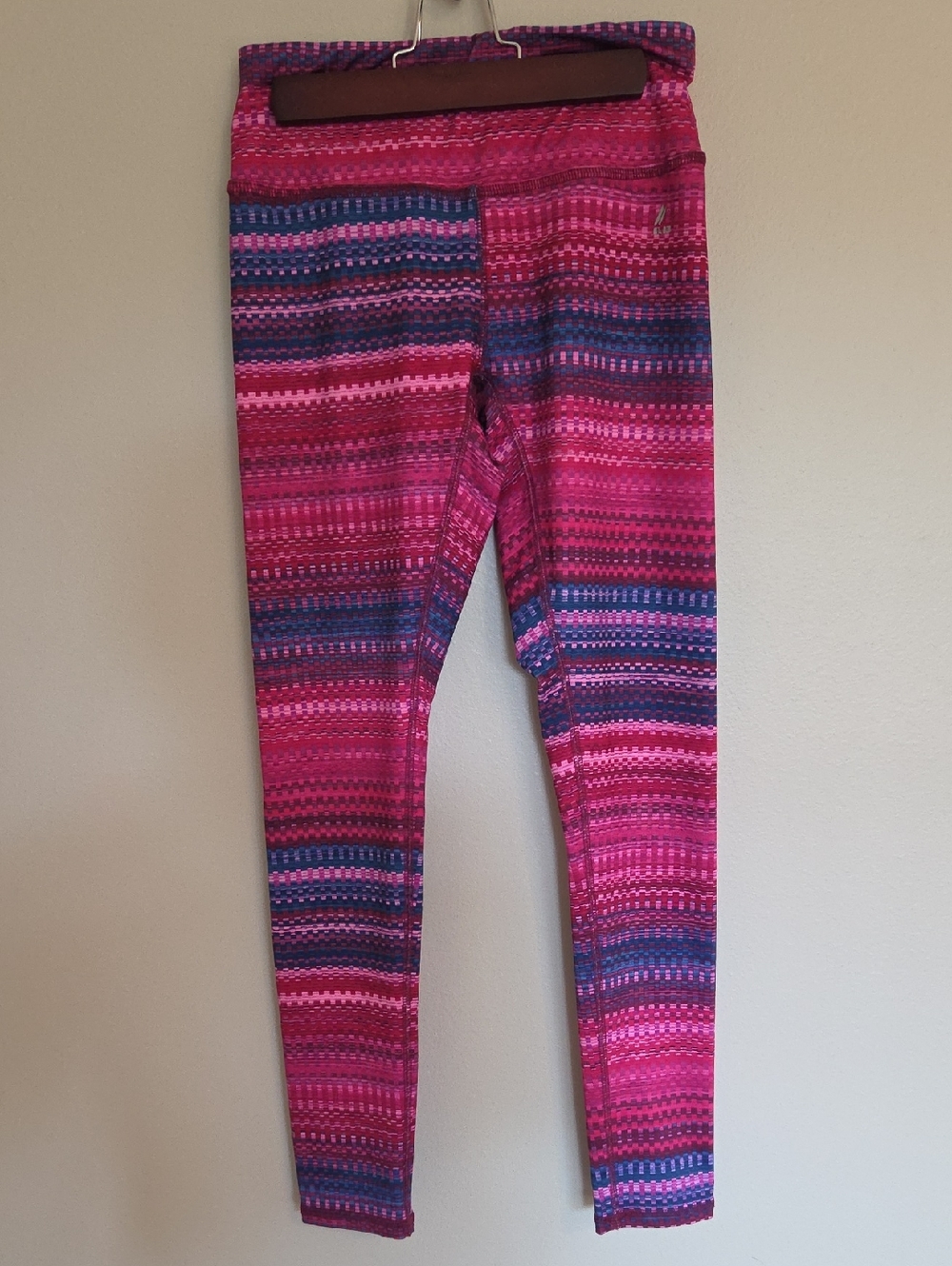 RBX Reebox Pink and Blue Patterned Womens Stretch Leggings